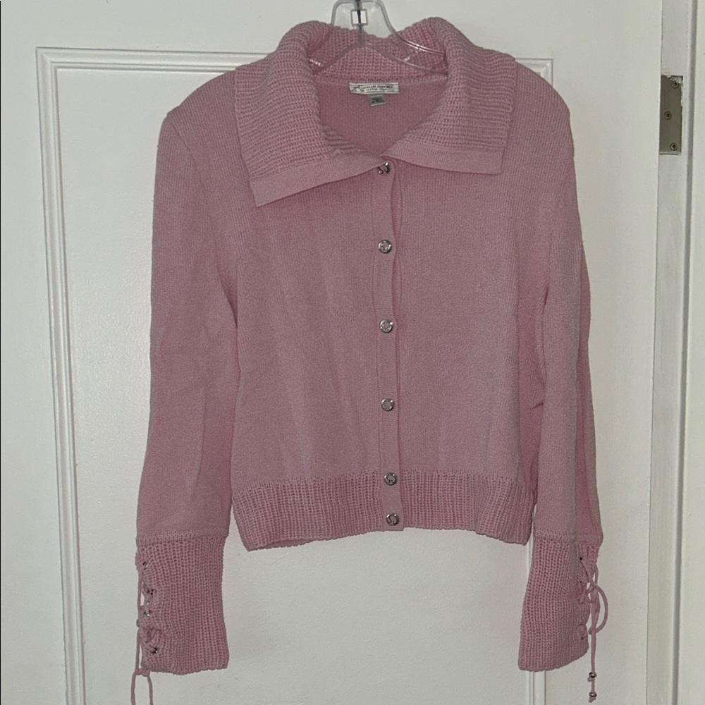 St. John sport Pink Button-Up Women's Sweater
